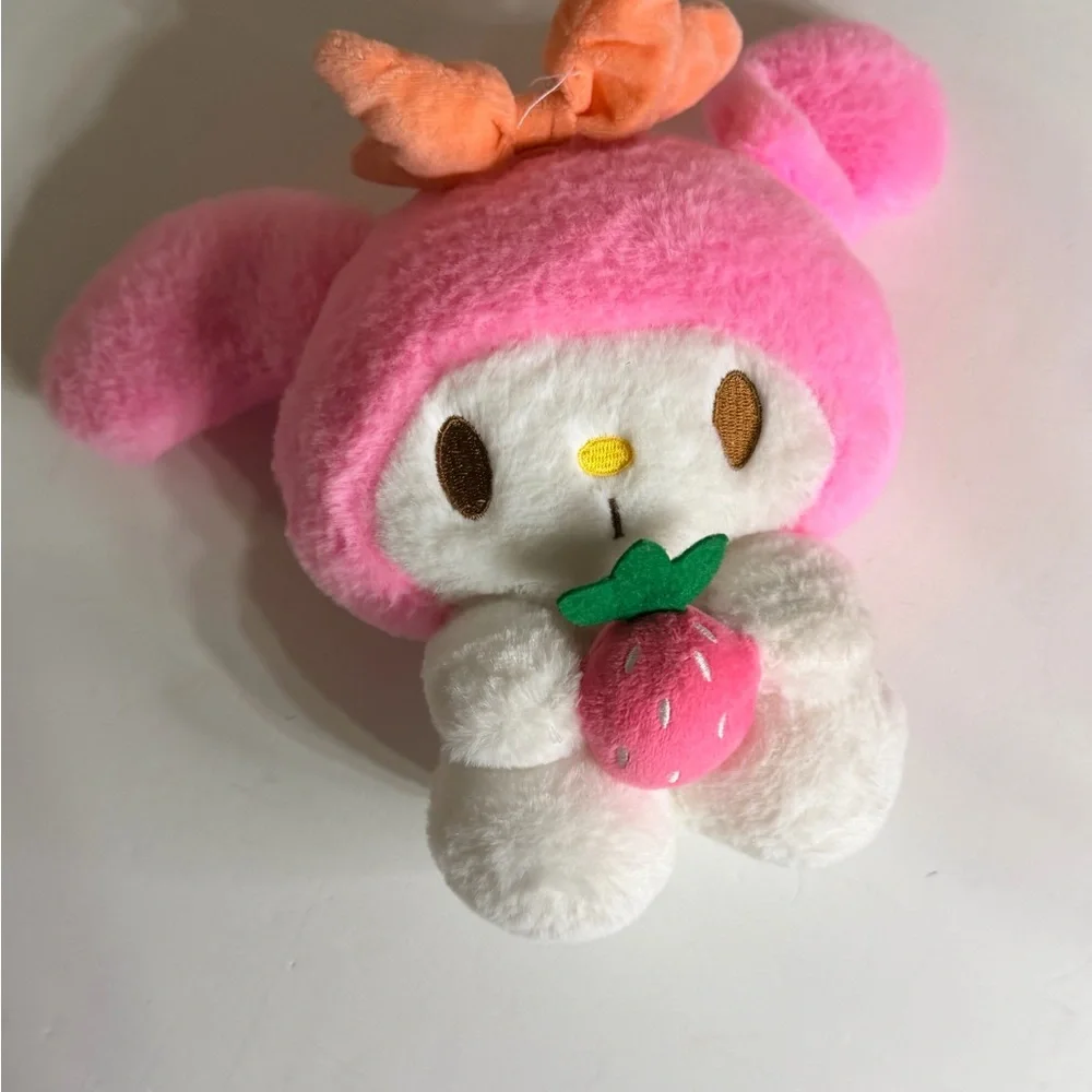 My Melody Style Pink Plush Bunny Holding Strawberry -‎ Cute Soft Toy
